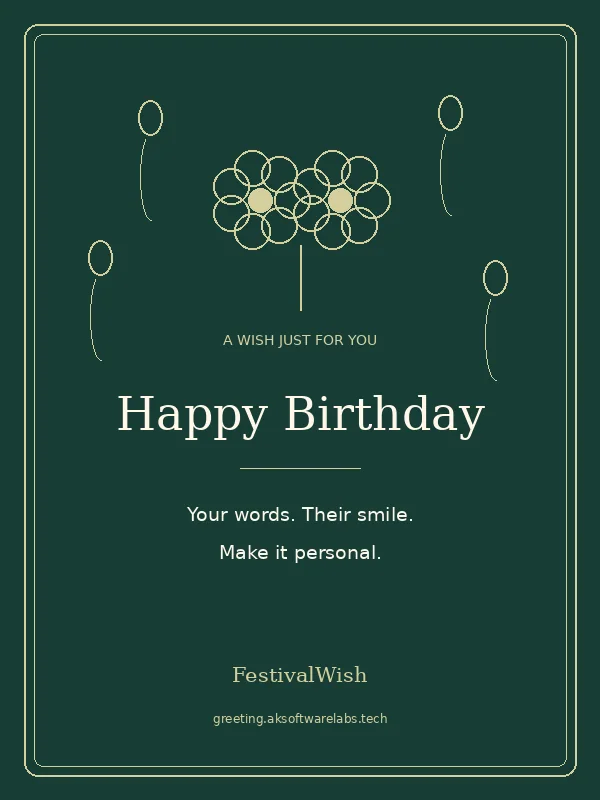 Birthday greeting card preview in the Family style, with space for a personal message