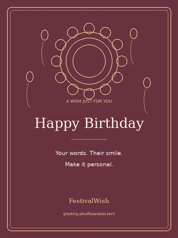 Birthday greeting card preview in the Rangoli style, with space for a personal message