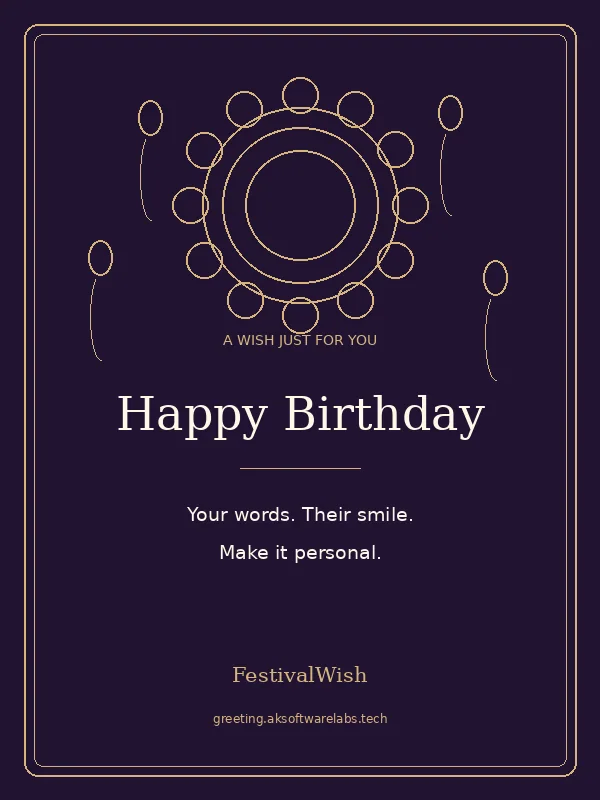Birthday greeting card preview in the Royal Gold style, with space for a personal message