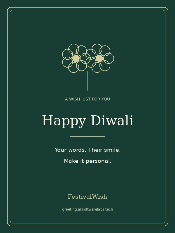 Diwali greeting card preview in the Family style, with space for a personal message