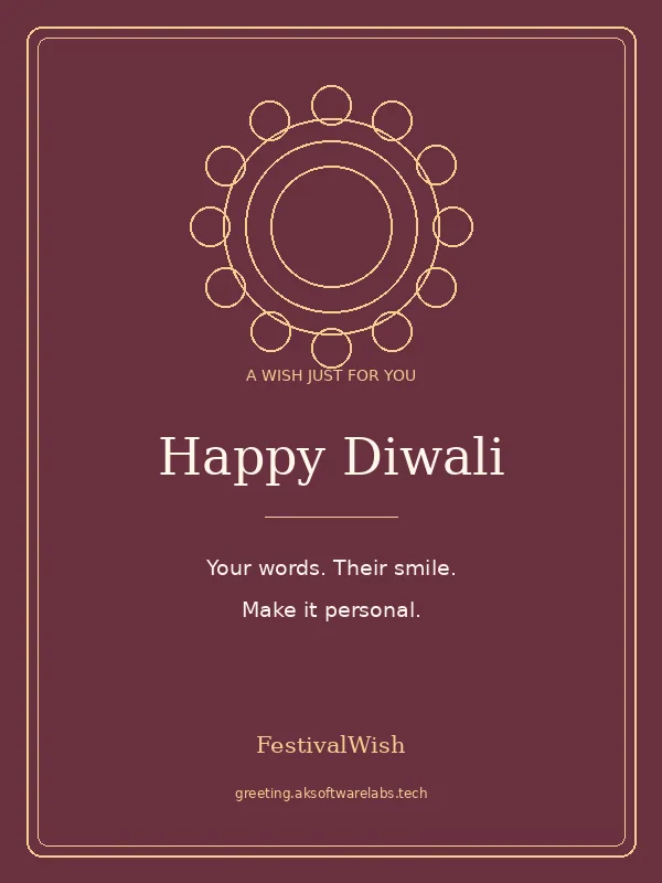 Diwali greeting card preview in the Rangoli style, with space for a personal message