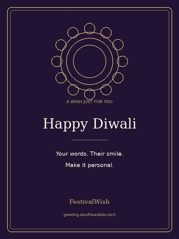 Diwali greeting card preview in the Royal Gold style, with space for a personal message